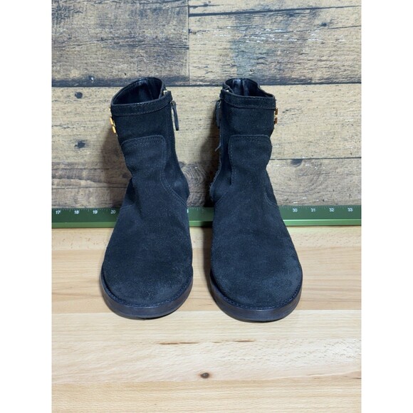 Tory Burch Eloise Black Suede Leather Side Zip Ankle Booties Shoes Womens 10.5 - Picture 6 of 11